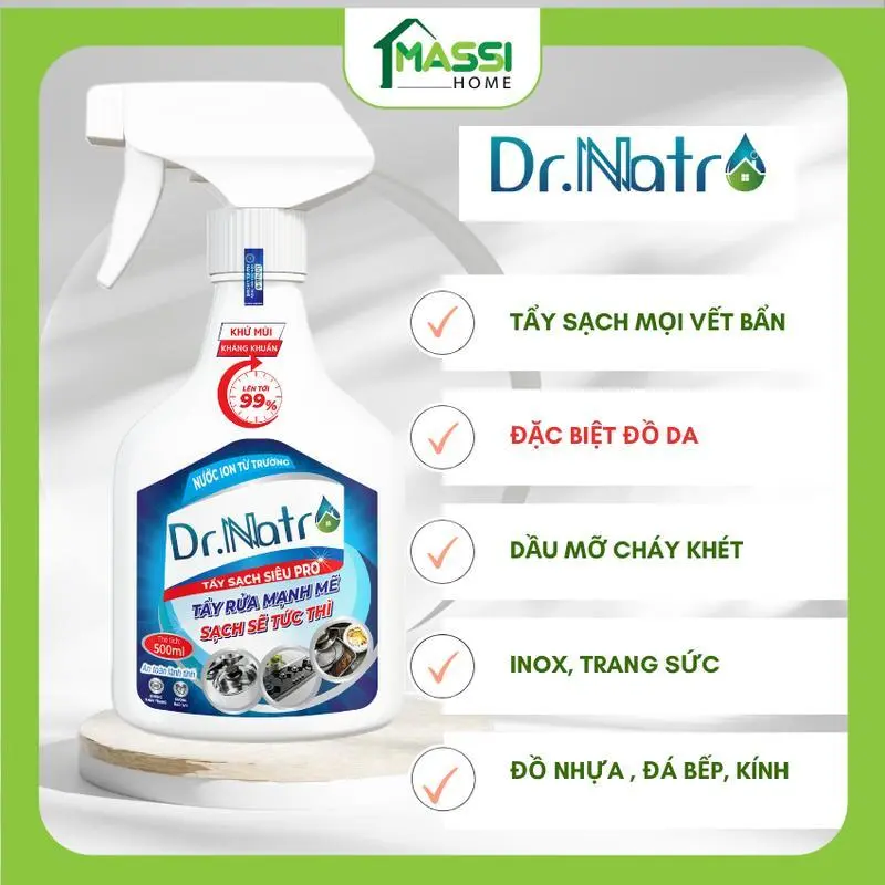 Xịt Tẩy Rửa Đa Năng Dr Natro 500ml Làm Sạch Dầu Mỡ, Tẩy Cặn Canxi, Lau Bếp Ga, Vệ sinh Đồ Da, lau Đá Kính, Lau Đồ Nhựa, Giày Dép, Đồ Gỗ