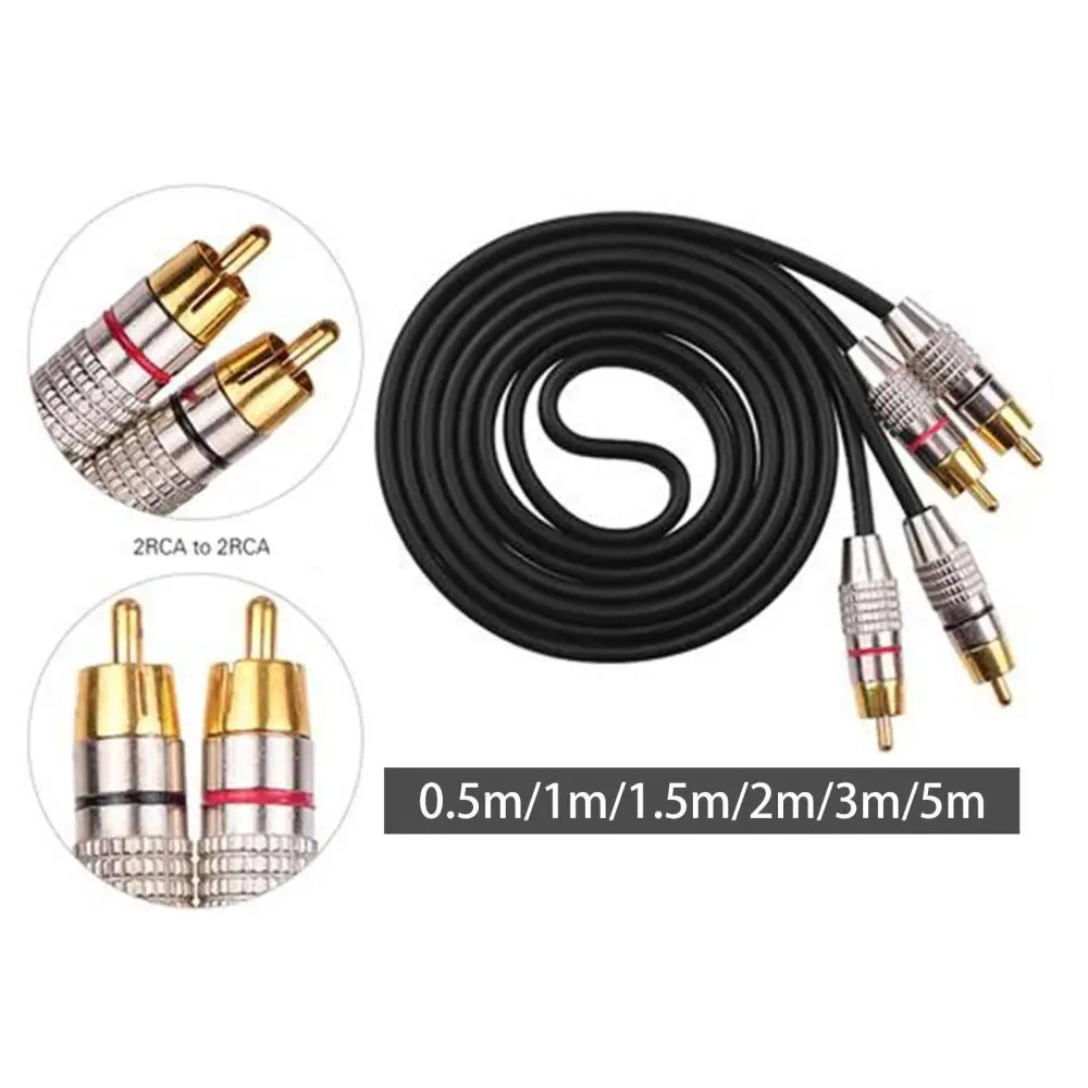 2RCA to 2RCA Cable Multipurpose Durable Connector Professional Cord Adapter for Subwoofer TV Speaker Home Theater
