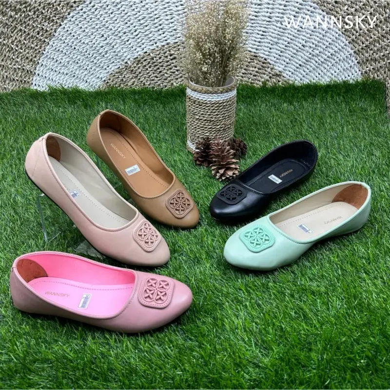 WANNSKY YUK - Sepatu Flat Shoes Wanita || Syifa || Sepatu Flat Shoes Wanita Sepatu Teplek Slip On Wanita Terbaru Sepatu Wanita Kekinian Sepatu Karet Terlaris Tanpa Hak 1