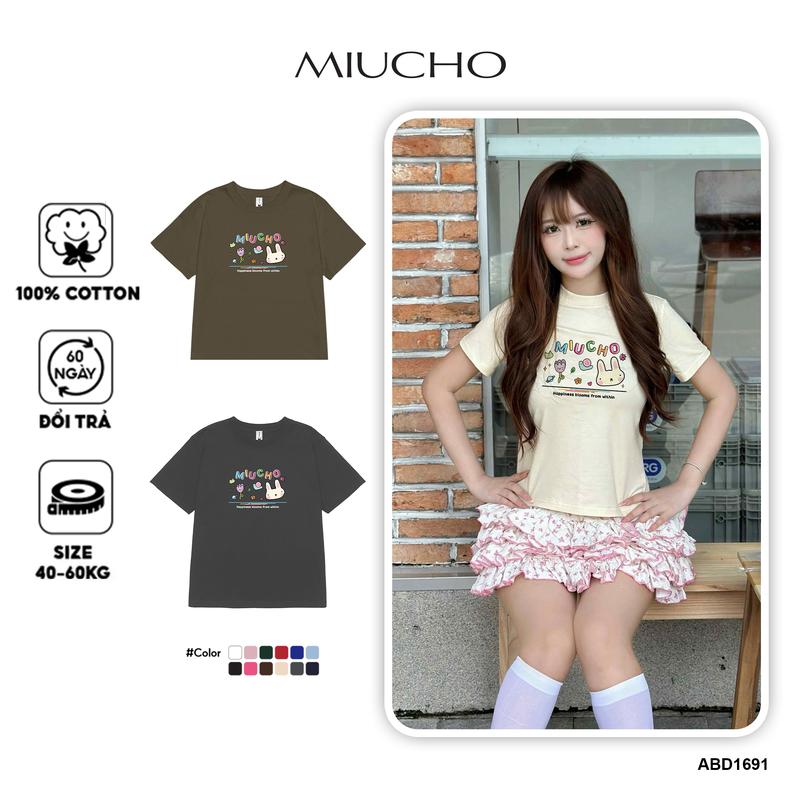 Áo baby tee ôm chất vải cotton co giãn 4 chiều thoáng mát ABD1691 Miucho in mix