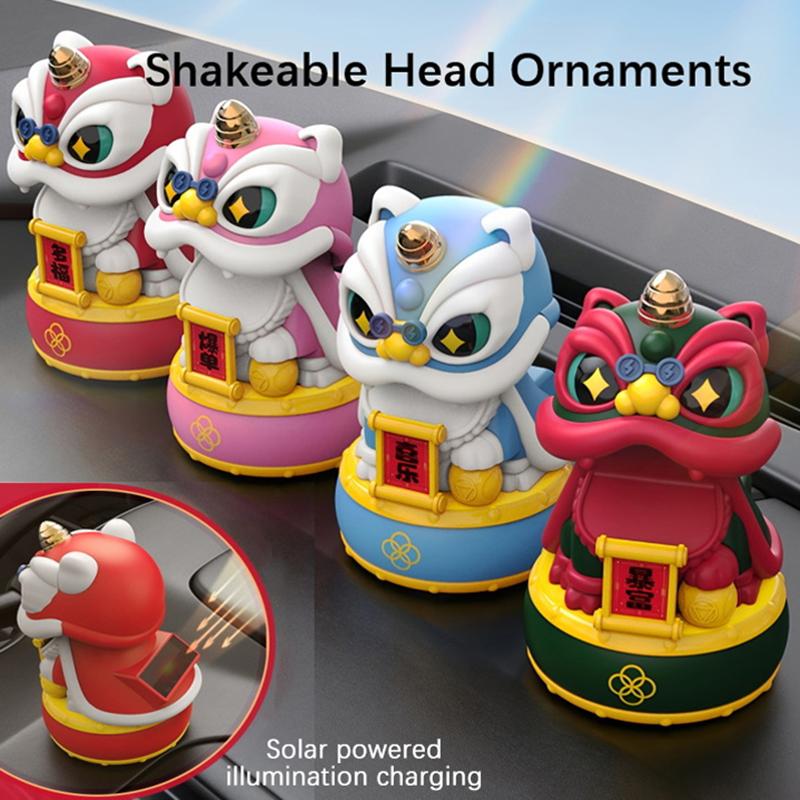 Product Introduction of Mascot Ornament Chinese Style Lucky Dancing Lion Model Solar Powered Home Decoration Holiday Gifts Bring Wealth Good Fortune Electronic Plastic 16