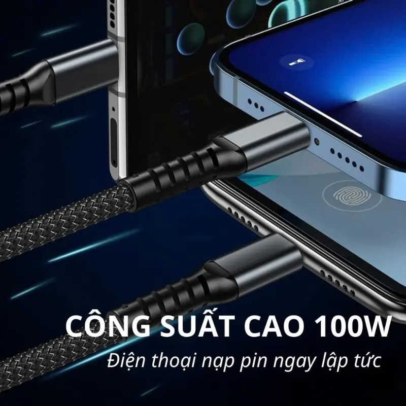 Dây Sạc Tự Ngắt 3in1 - Dây Cáp Sạc Dữ Liệu Sạc Nhanh 100W Micro USB Type C 3 Trong 1 6A 7
