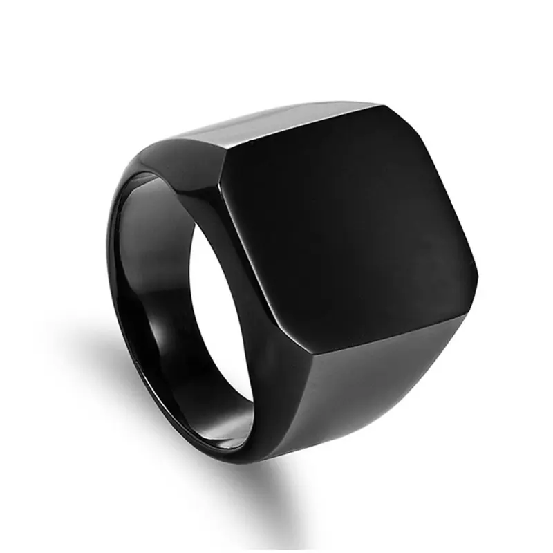 nhong 1PC New Fashion Men Solid Polished Stainless Steel Band Biker Men Signet Ring