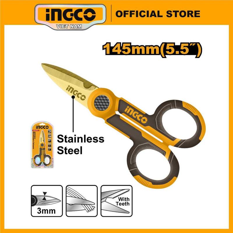  Kéo cắt đa năng INGCO HES02855 chất liệu thép không rỉ cắt và tuốt dây điện tiện lợi 