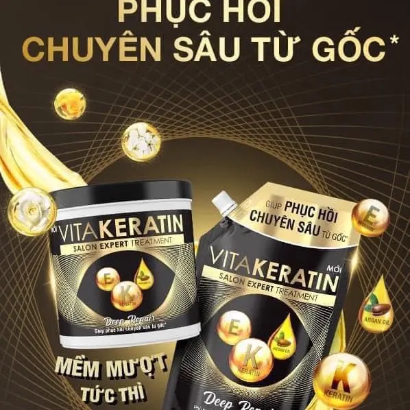Kem ủ tóc Vitakeratin phục hồi chuyên sâu từ gốc đến ngọn