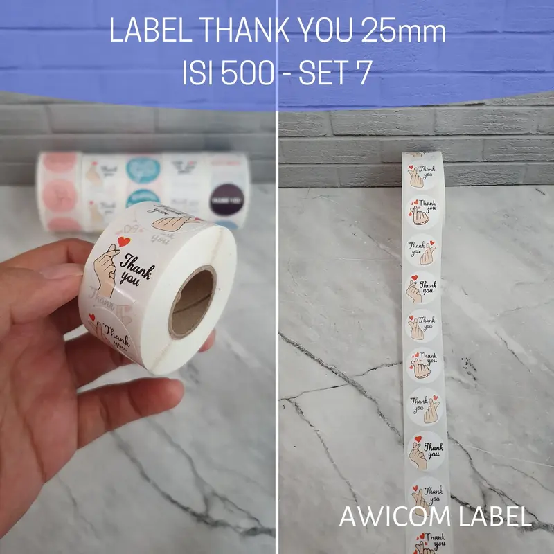 500 PCS (1 ROLL) Stiker Label Thank You 25mm Roll Paper 3