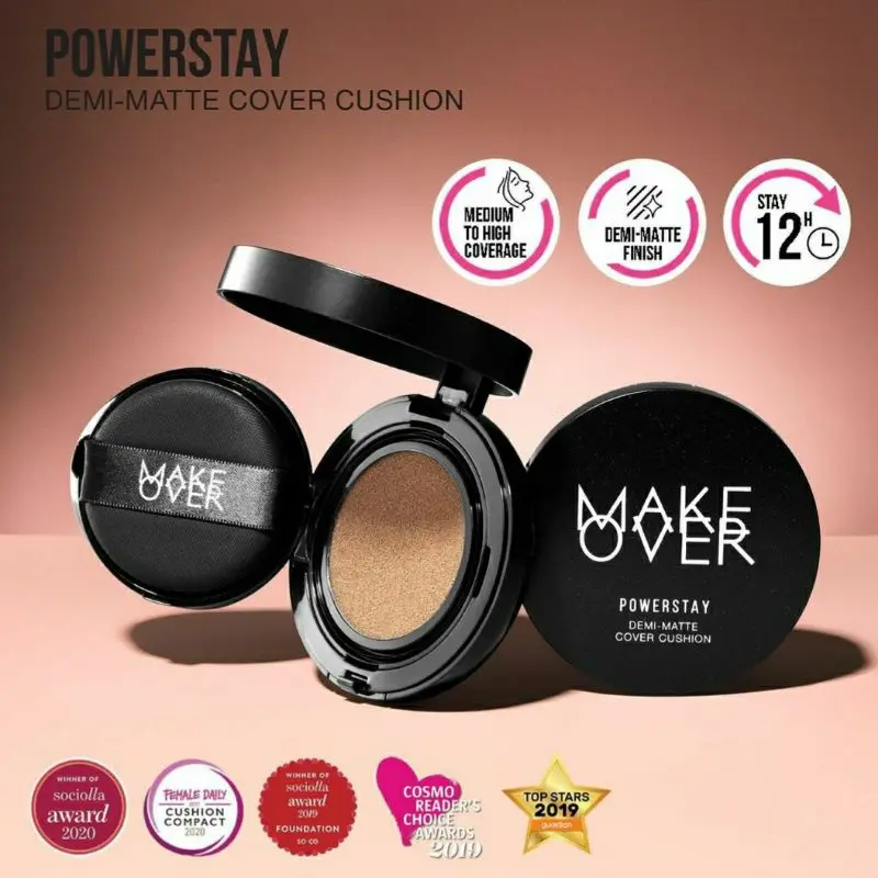 MAKE OVER POWERSTAY DEMI MATTE COVER CUSHION - cushion make over - bedak cair make over - bedak tahan lama Foundation Wajah Waterproof 0