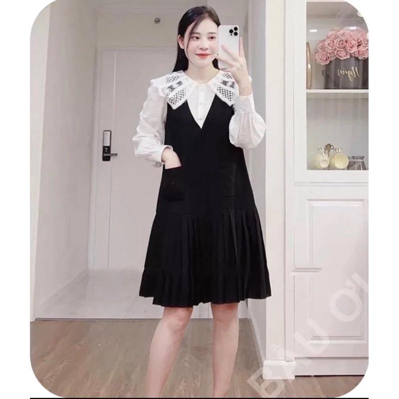 Đầm Bầu Dài Tay Ren Sang Chảnh Cổ Sơ Mi M04 Nữ Women Dress Women Dress