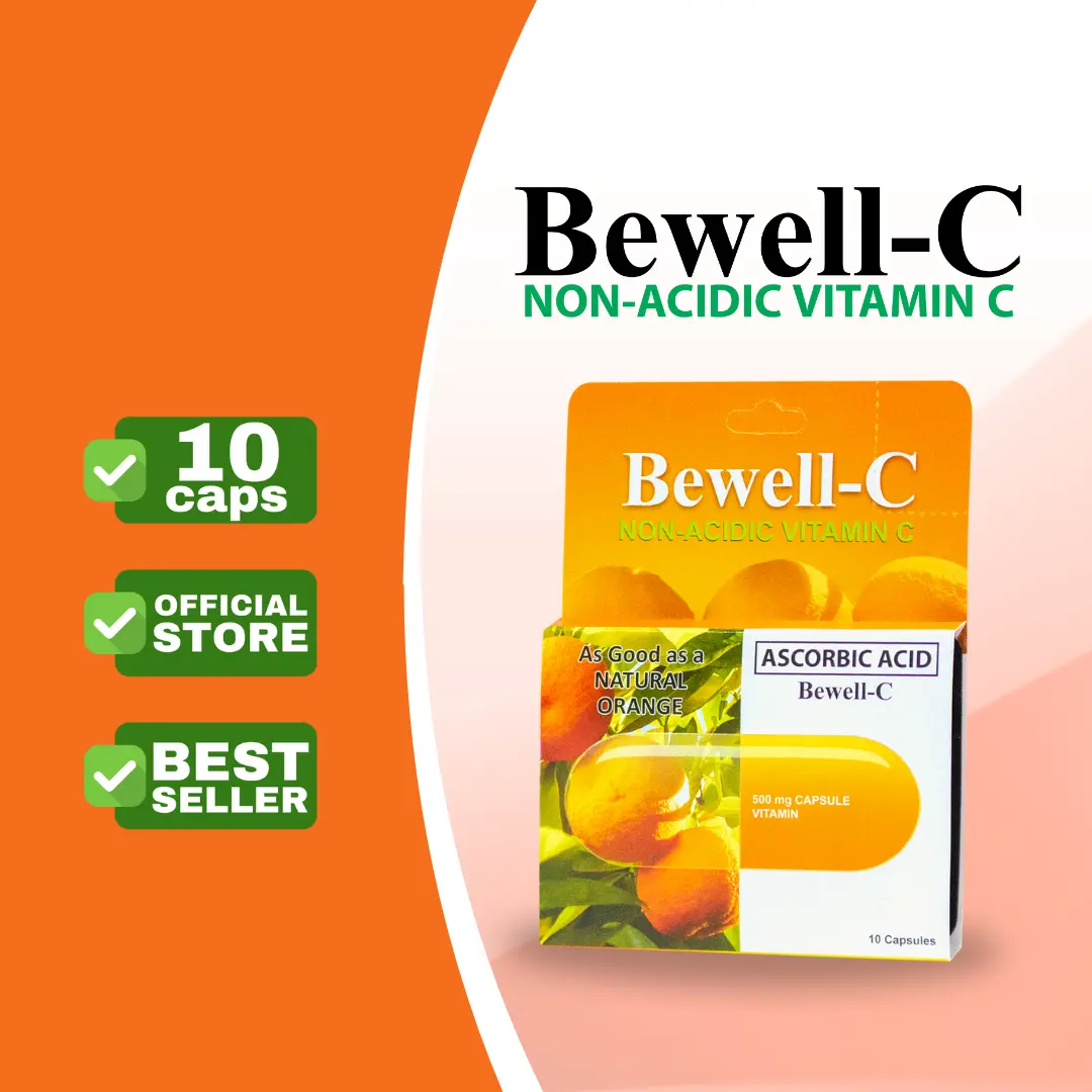 Bewell-C 10 Capsules Non-Acidic Vitamin C 500mg Sodium Ascorbate. It  is a gentle, well-absorbed form that supports immunity, reduces stomach irritation, lowers kidney stone risk, and provides added mineral benefits for long-term use.