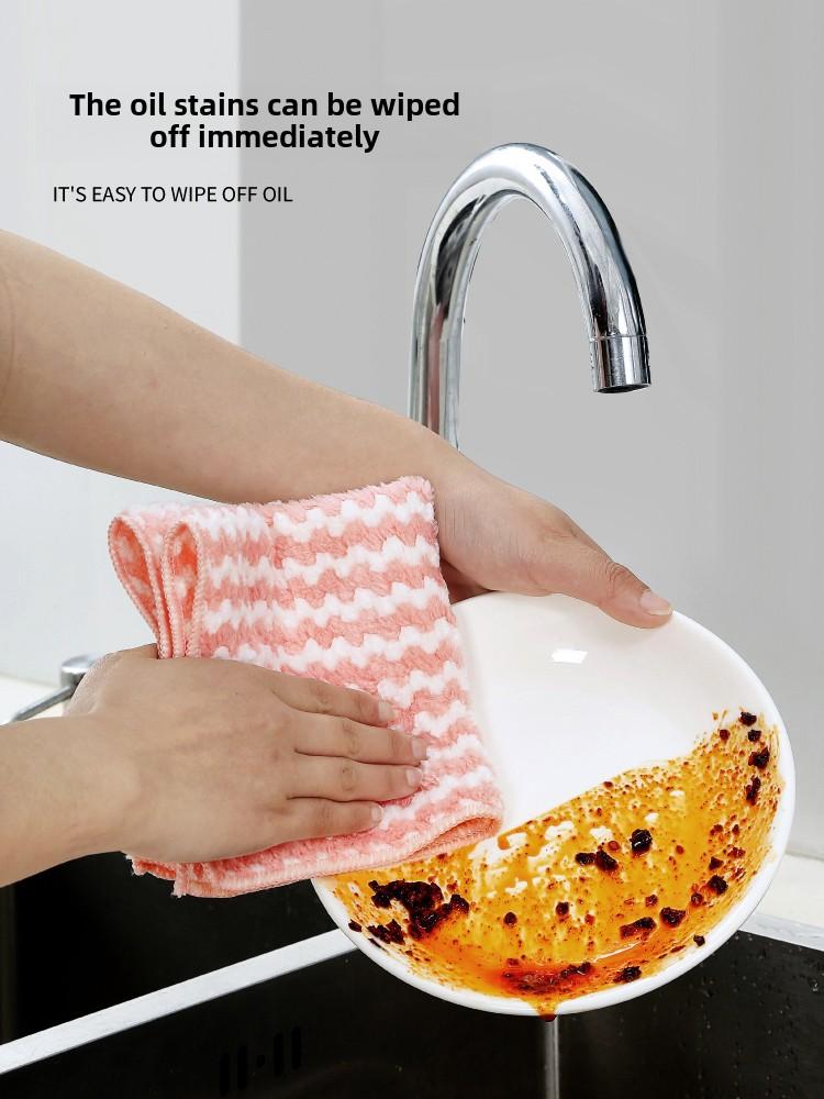 Product Introduction of Kitchen Cleaning Cloth Towel Dishwashing Cloth Household Lazy Glass Table Cleaning Non-Shedding Absorbent Non-Greasy microfiber  cloth 0