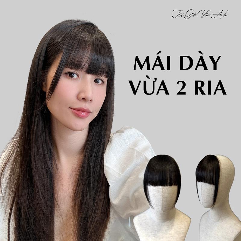 Mái dày vừa 2 ria tóc thậ.t nữ không có tóc phía sau - Tóc Giả Vân Anh