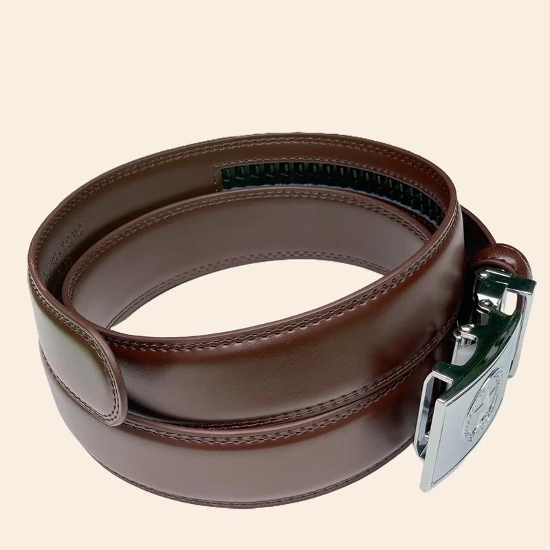 Thắt lưng công sở, mặt khóa màu trắng bạc - dây lưng da nam cao cấp