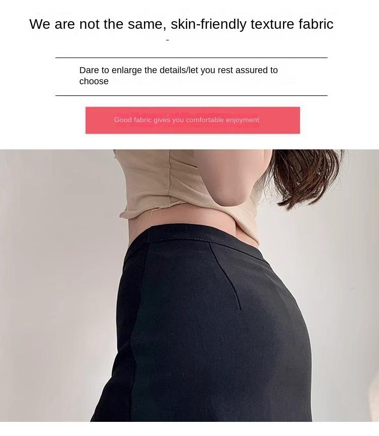 Product Introduction of Black midi skirt for women, spring new style, sexy and sexy girl, high waist, tight fitting, hip hugging skirt, pure desire style, A-line ultra short skirt 9
