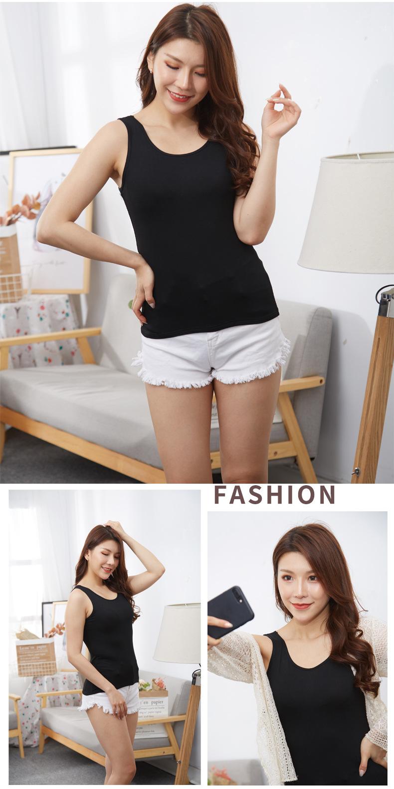 Product Introduction of Vest Women's Bottoming Shirt Spring and Summer Running Volume Solid Color Inner Wear Outer Wear plus Size round Neck All-Matching Sexy Sling Women 7