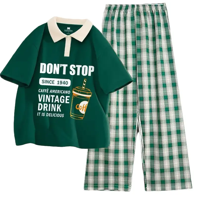 Bộ Polo Don't Stop quần kẻ sọc xanh cho bé gái 20-50kg 0