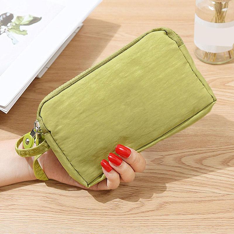 Ví Cầm Tay Vải ví đựng tiền Xu Túi Ba Sức Chứa Thời Trang Dài Cho Nữ Khóa Kéo Lớn E7V4 7