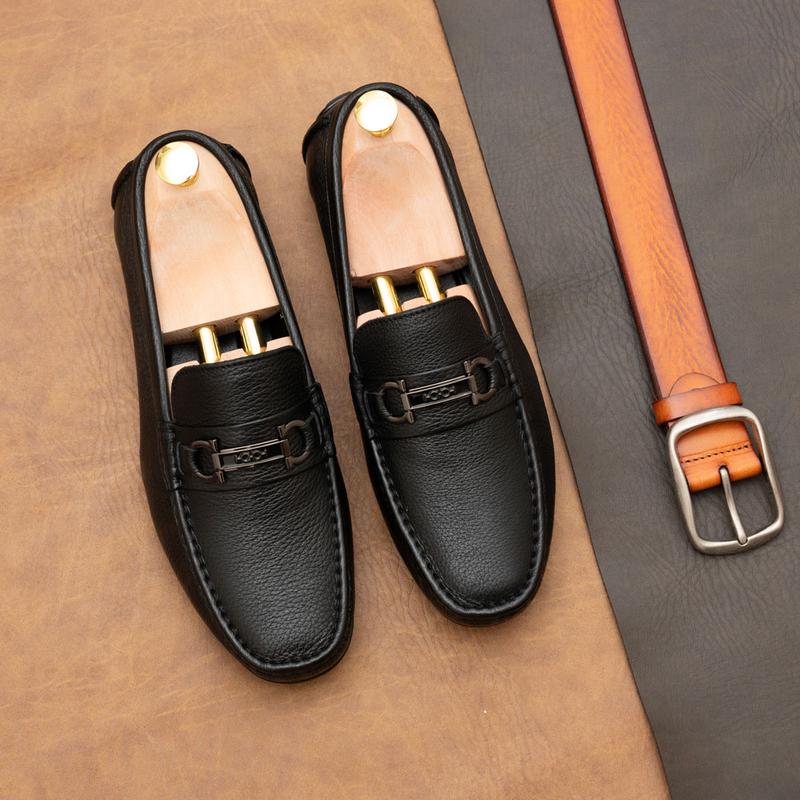 Giày Mọi Nam Da Bò Thật 0175 Cao Cấp Polytino Giày Lười Nam Kiểu Dáng Horsebit Đế Cao Su Bảo Hành 12 Tháng Tặng Lót Cao Su