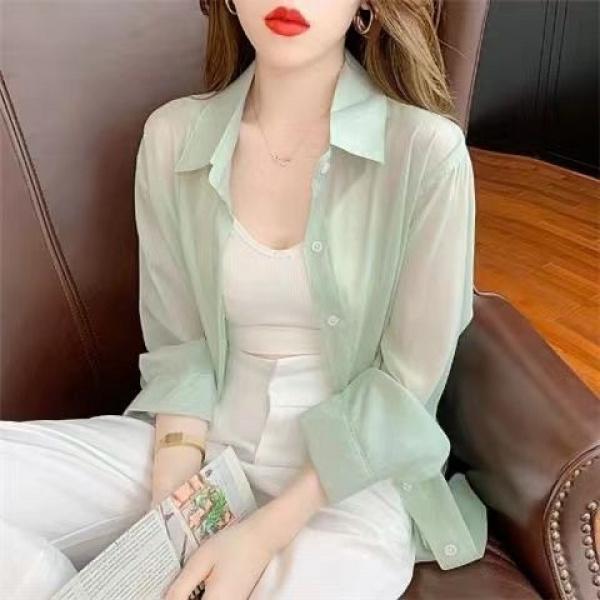 Áo Sơ Mi Chống Nắng, Áo Choàng Mỏng Nữ, Váy Hai Dây Mùa Hè, Áo Mặc Bên Ngoài, Áo Voan, Áo Cardigan Cổ Tích Trong Suốt, Xếp Lớp, Tỷ Lệ Đánh Giá Xuất Sắc Lên Đến 99%, Cùng Phong Cách 6
