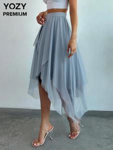 YOZY Women's Solid Color Skirt, Elegant Fashion Casual Skirt for Daily Outdoor Wear, Ladies Bottoms for All Seasons