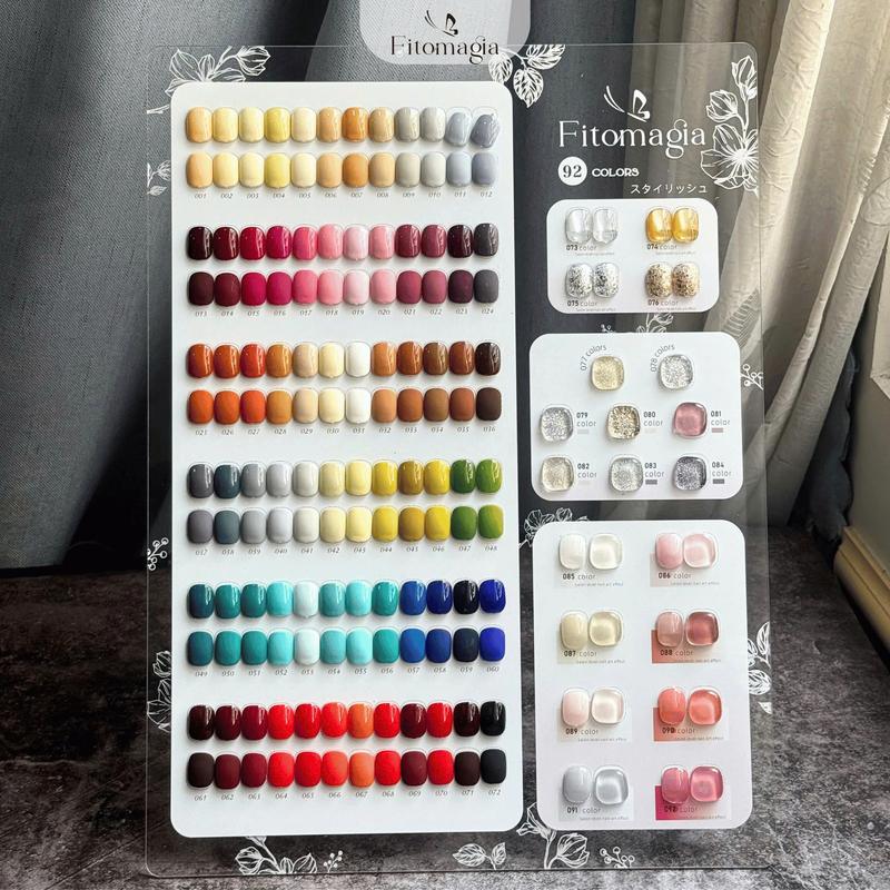 Set sơn 92 màu gel thạch nhũ Fitomagia- set sơn gel thạch nhũ sơn bền đặc bóng mướt kèm 1 bảng màu + base top Nữ