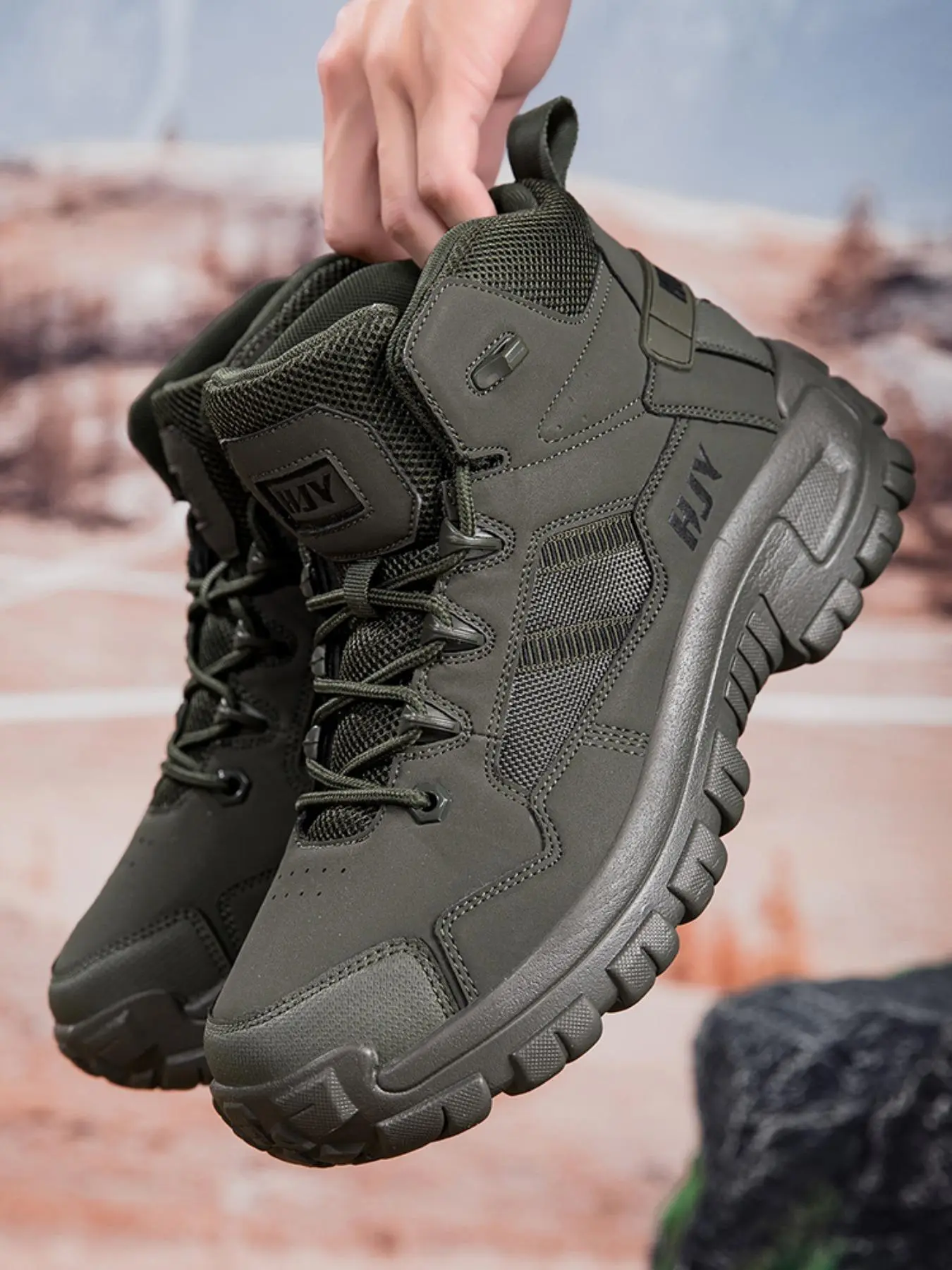 Men's Solid Color Anti-slip Hiking Boots, Casual Comfortable Outdoor Boots, Fashionable Non-slip Walking Shoes for Outdoor Activities