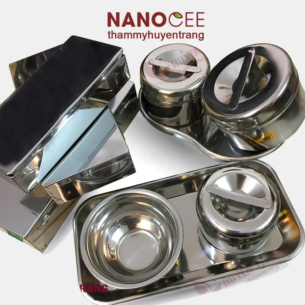 Dụng Cụ Spa: Bát, Khay Inox, Khay Hạt Đậu, Hộp Inox Có Nắp