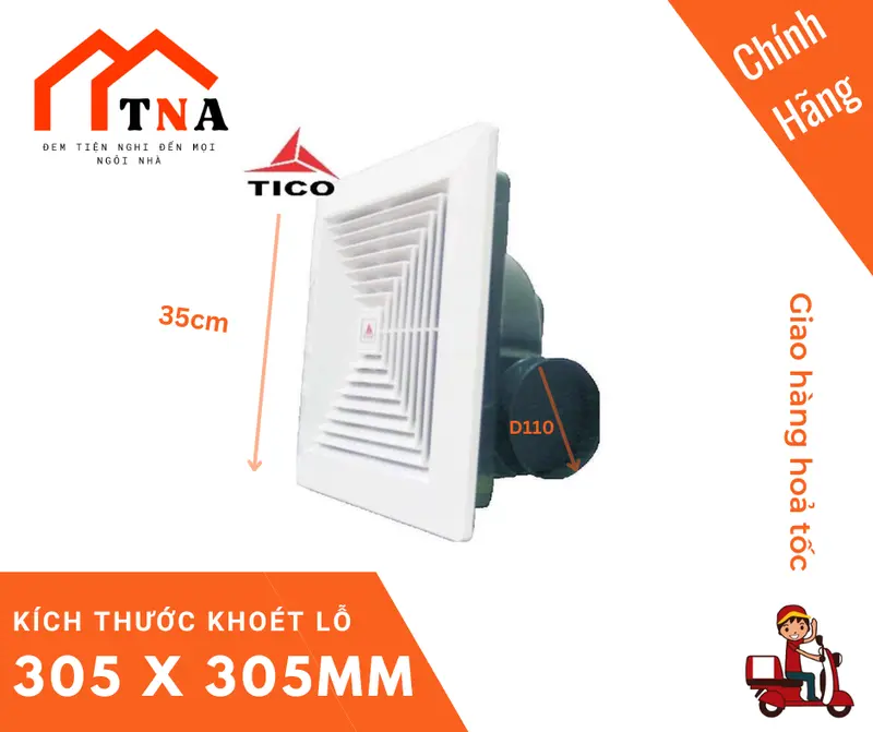 Quạt thông gió/hút mùi gắn trần Tico TC-25AV4 - lỗ chôn 30x30cm 0