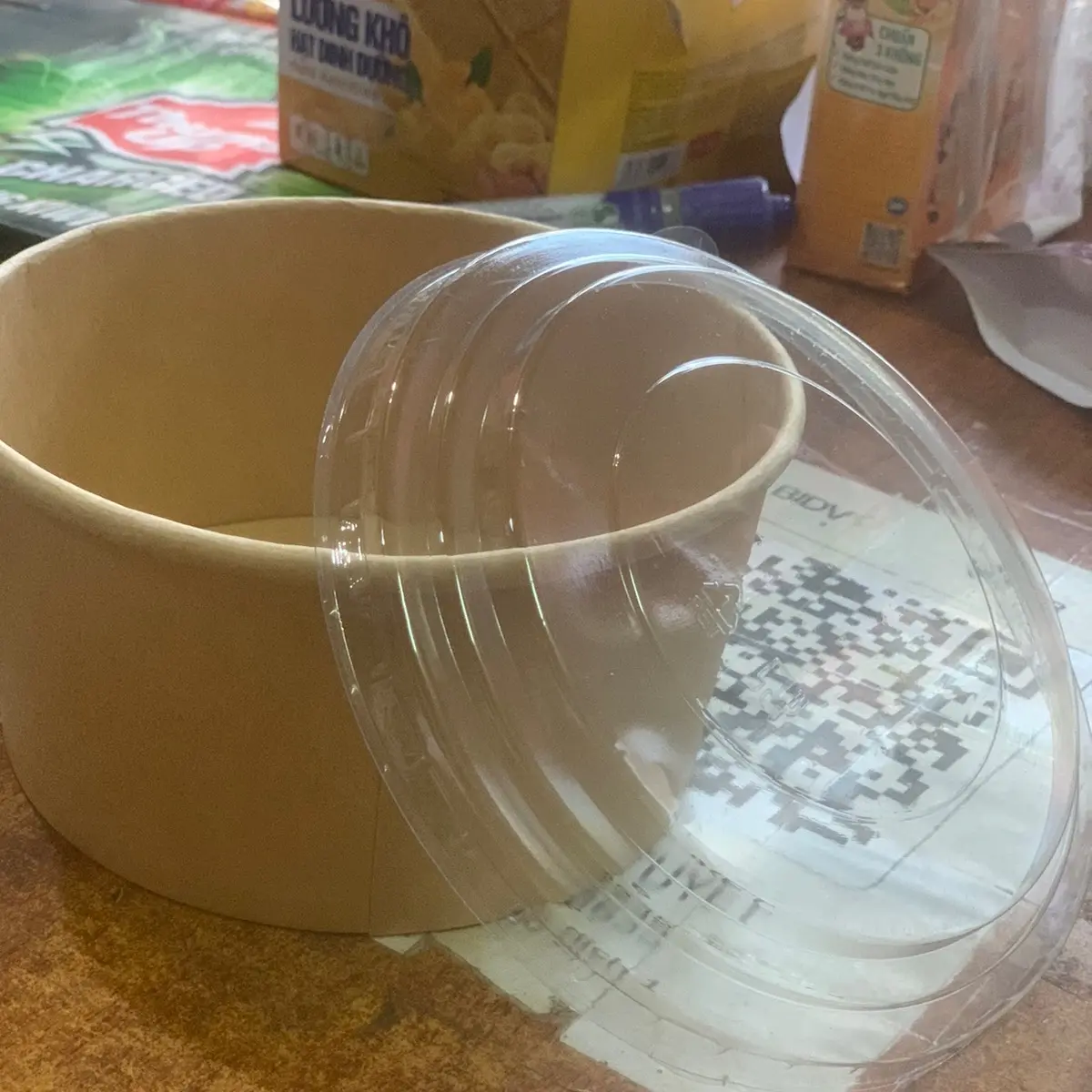 Tô giấy 1000ml kèm nắp Pet giá rẻ
