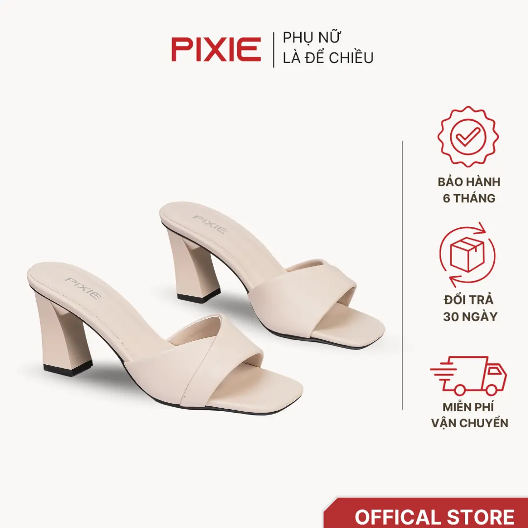 Guốc Cao Gót 7cm Quai Ngang Pixie H090