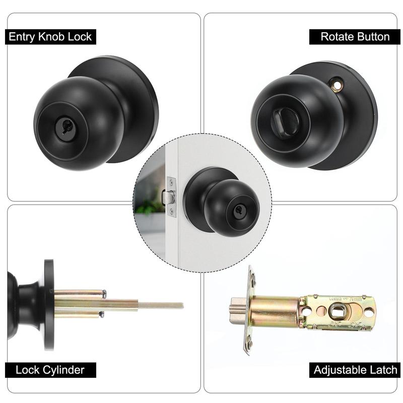 Privacy Door Handle, Round Door Handle with Screws, Modern Design Door Hardware, Door Handle Set for Home Bedroom Office 3