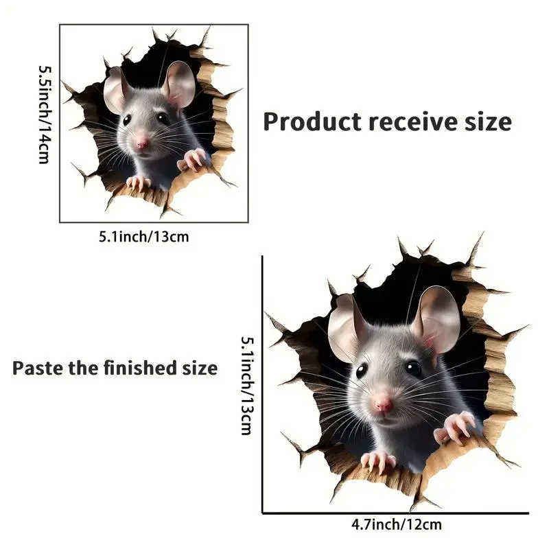 Cute Mouse Hole Wall Decal, Realistic Vinyl Decal, Easy To Peel and Stick, Perfect for Living Room, Bedroom, Kitchen, Bathroom Decoration, Ornaments 1