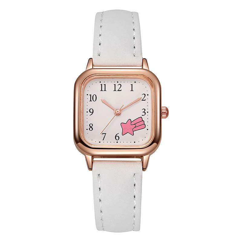 Product Introduction of Ladies' Creative Pink Meteor Pattern Casual Simple Digital Small Square Watch - Belt Small Fresh Watch 6
