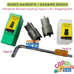 Paket Kunci Mahkota AMTECH Double Crown Socket Type A & B + Gagang Kunci Shock L LENGKAP TERMURAH