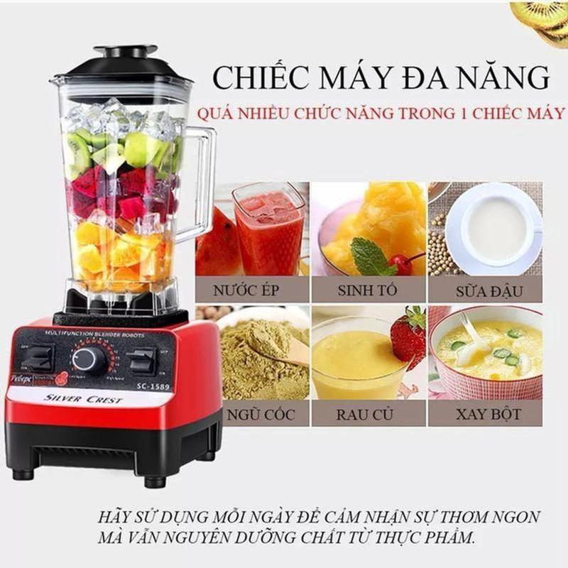 [Hàng Đức] Máy xay sinh tố công nghiệp SILVER CREST 5500W bản cao cấp 2 cối, máy xay công nghiệp Đức có 8 luoi dao bằng thép không gỉ, máy say sinh tố mô tơ làm bằng đồng , có thể xay đá, rau má, xay thịt, xay hạt cứng 1