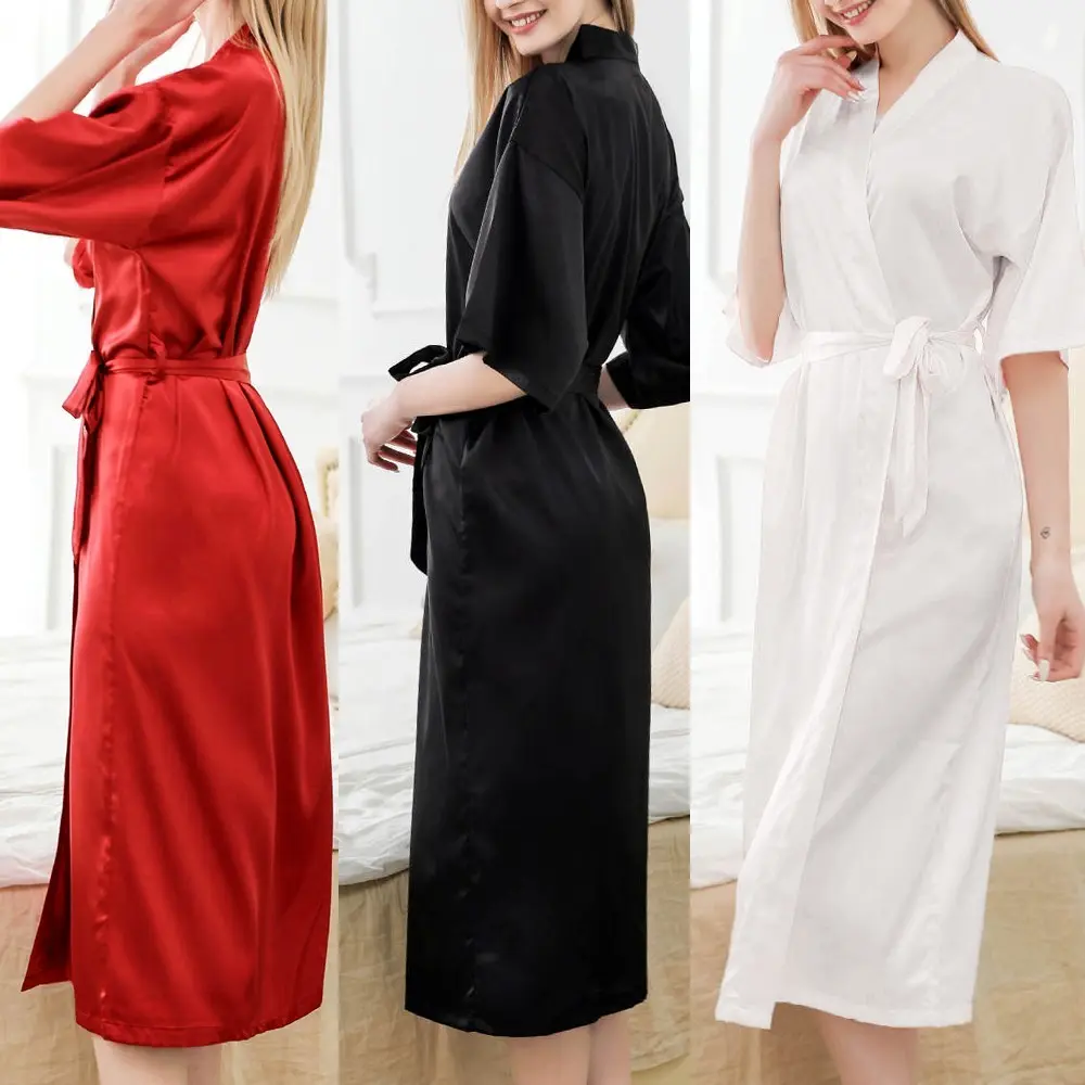 Áo Choàng Dài Satin, Dành Cho Nữ, Áo Choàng Mặc Nhà Đám Cưới, Đồ Ngủ, Đồ Lót, Váy Ngủ Women