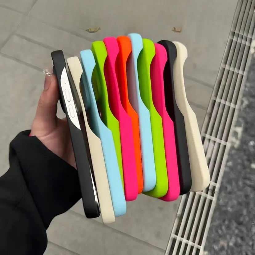 Borderless Dopamine Phone Case Compatible with Apple 16 Pro Max Trendy 15 Unique 13 Solid Color 12 Creative 11