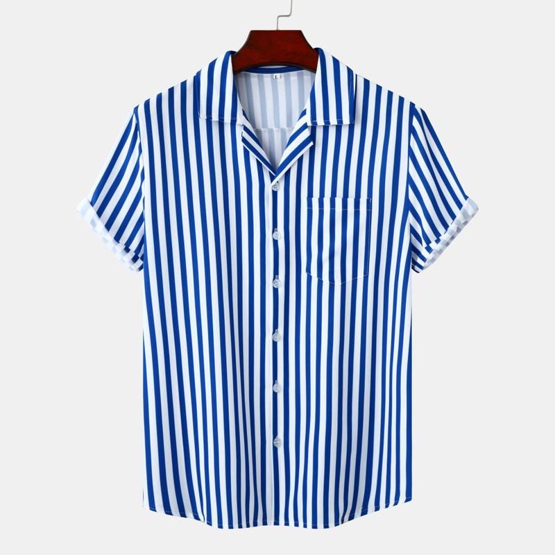 Product Introduction of Cozy Up Men's Short Sleeve Casual Striped Button Down Shirt for Summer Beach Yoga 4