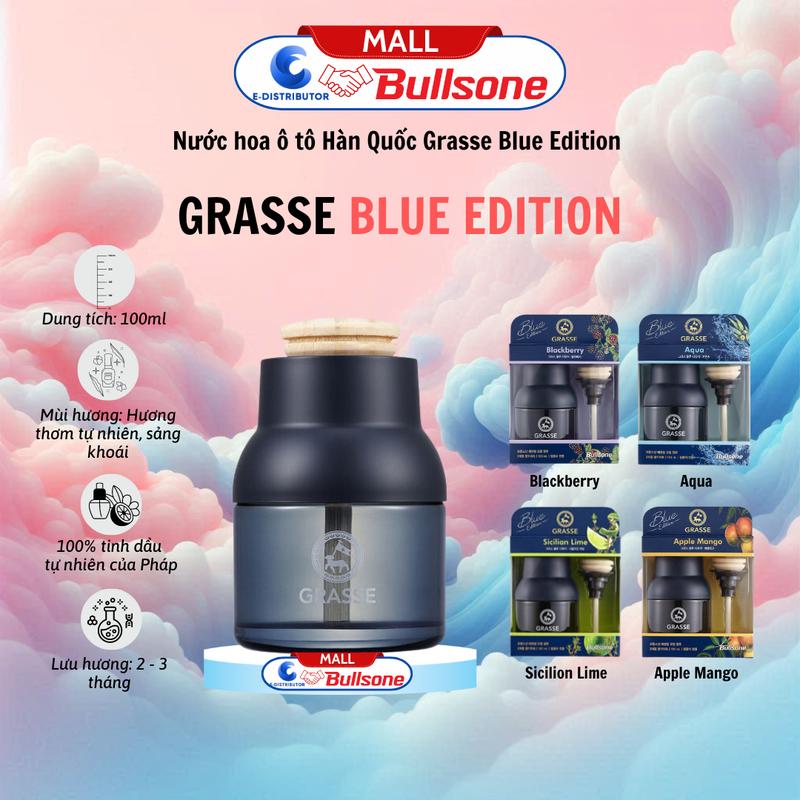   HOẢ TỐC  Nước Hoa Ô Tô Bullsone Cao Cấp Grasse Blue Edition Blackberry Aqua Apple Mango Sicilian Lime - Hàng Chính Hãng Phun Sương Xông Tinh Dầu Phụ Tùng Nội Thất 