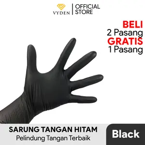 BELI 2 Pasang GRATIS 1 Pasang Sarung Tangan Karet Nitrile Black APD Cleaning