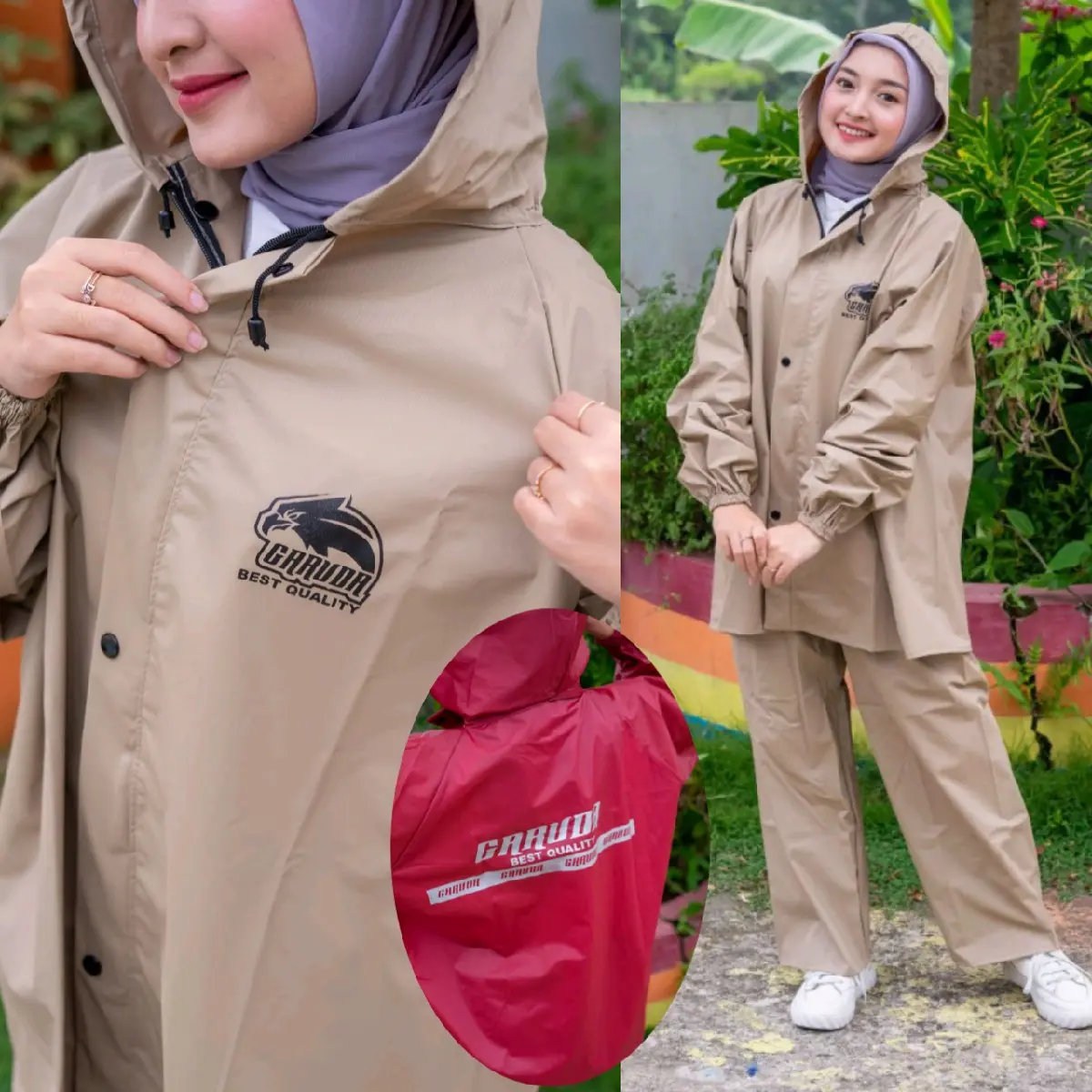 RAINCOAT JAS HUJAN SETELAN JAKET CELANA ANTI REMBES TAHAN AIR BAHAN PVC 0, 25 ORIGINAL BY GARUDA
