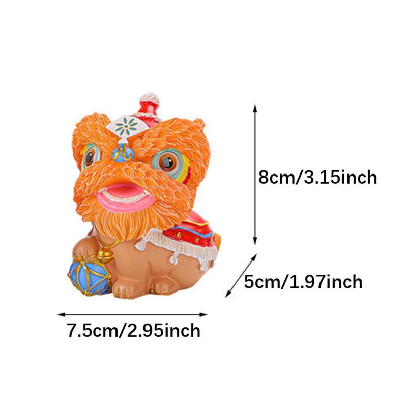 Product Introduction of Chinese Lion Dance Statue, Resin Figurine Housewarming Gift Ornament, Spring Festival Decoration for Home Shelf Bedroom 0
