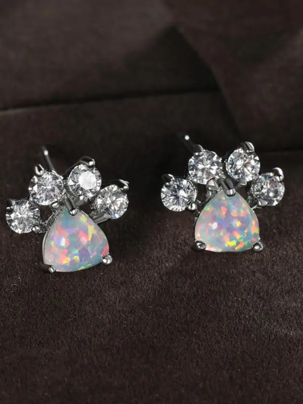 Women's Elegant Rhinestone Decor Stud Earrings, 1 Pair Exquisite Trendy Cat Paw Design Stud Earrings, Fashionable Luxury Jewelry for Women & Girls for Daily & Party Decor 7