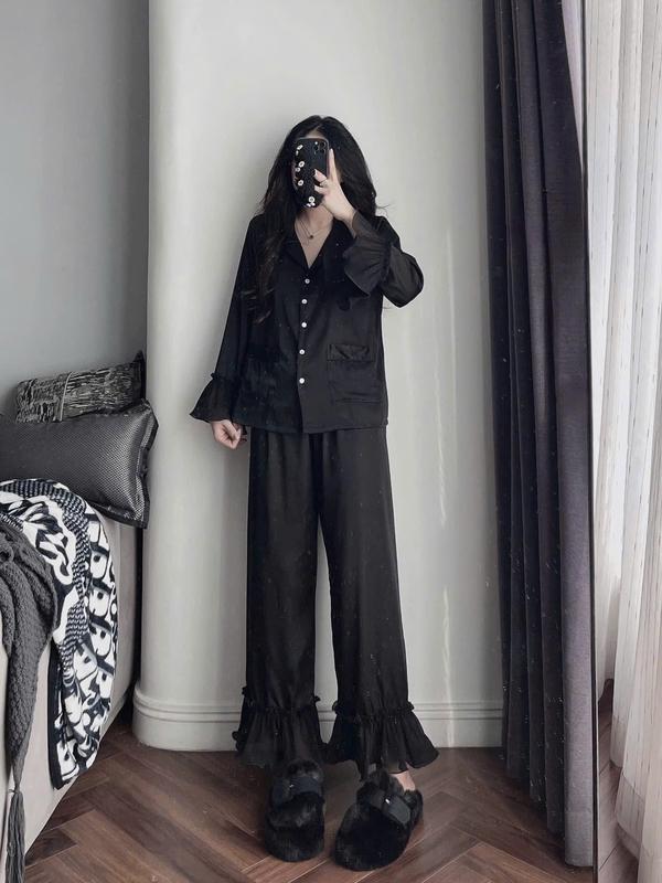 BỘ ĐỒ TIỂU THƯ PHỐI REN LOE CAO CẤP LỤA XƯỚC FROM QUẢNG CHÂU