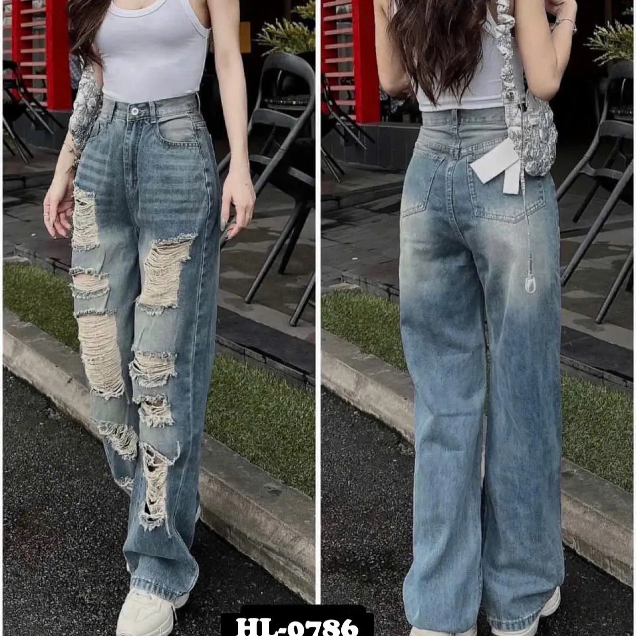 HÓT 2026 Quần Jeans Suông Rách TE TUA có Wash Dơ Chất QC mềm