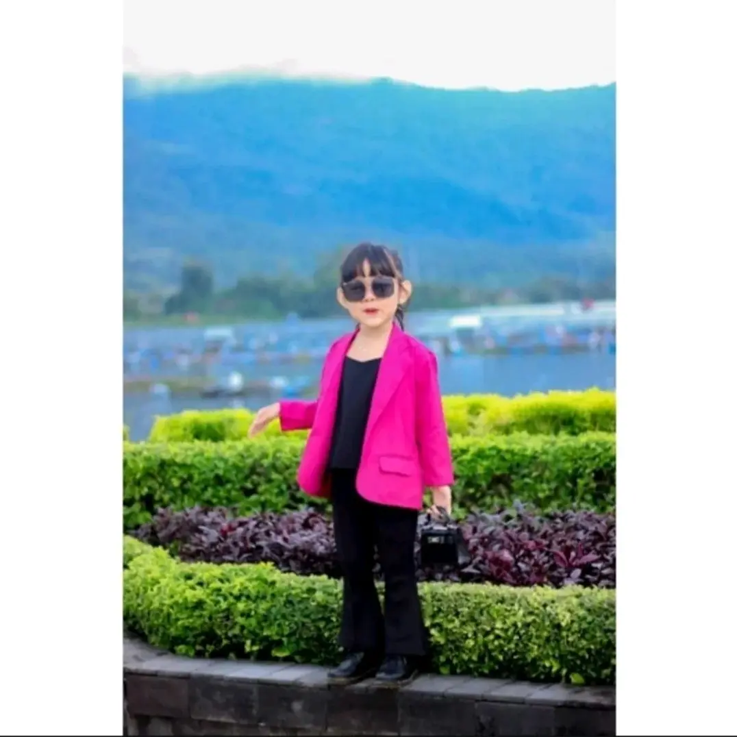 BLEZER Pink anak perempuan Poliester Polos Santai