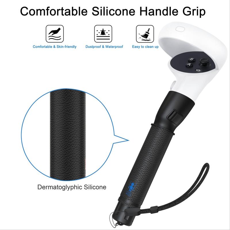 VR Controller Grip, 1 Pair Long Arm Grip, Handle Attachments for Meta Quest 2 Controller, Controller Accessories for VR Game 5