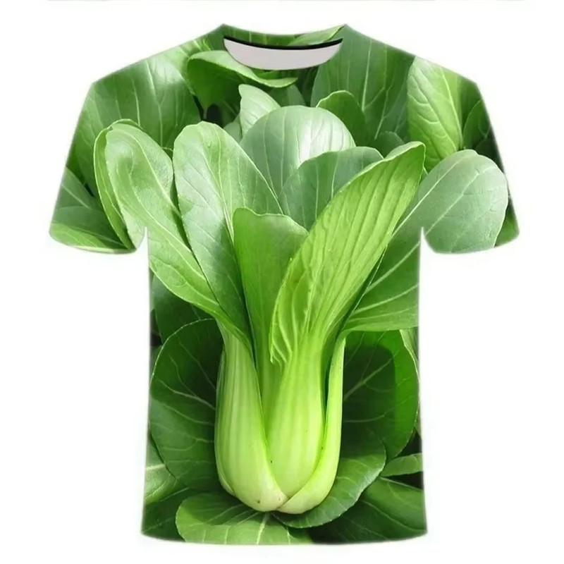 Product Introduction of Green Red Pepper 3D Printed T-shirt Vegetables Fruits Pattern Design Cool T Shirts 2024 Summer Fashion Leisure Men's Wear Tees 26