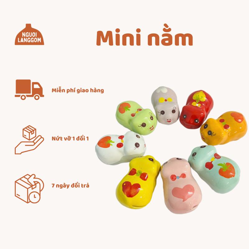 Loại lỗ ngẫu nhiên Lợn đất heo đất ống heo tiết kiệm decor mini - Heo mini nằm - Bát Tràng