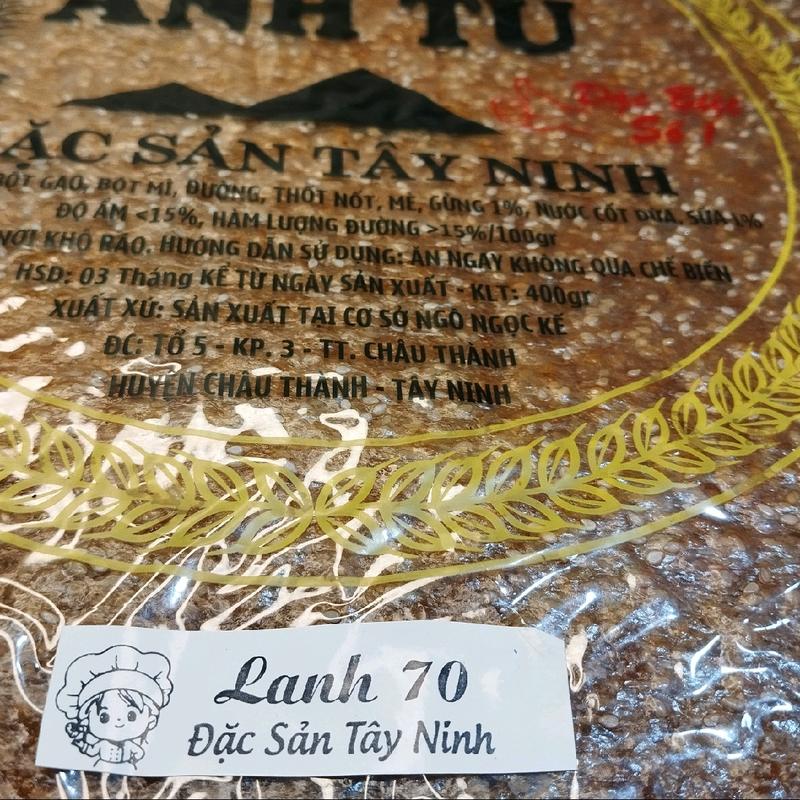 Combo 5 bịch Bánh Dẻo Gừng Mè Đường Thốt Nốt (gói)Tây Ninh chính hiệu 400g+400g+400g+400g+400g Gói  tặng thêm bánh tráng trộn Lượng đường thấp (5boc)