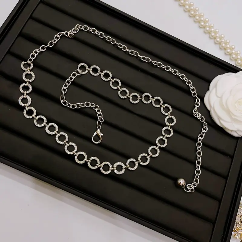 Thắt Lưng Xích Phối Váy Mặt Tròn 1cm Đính Đá 2 Màu, Chất Kim Loại Không Rỉ Sành Điệu Cho Nữ - H&T SHOP 5